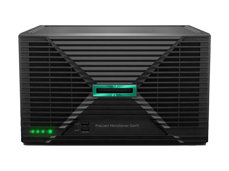 HPE ProLiant MicroServer Gen11 6325P | Intel Xeon 6325P (4 rdzenie, 8 wątków, 3.50-5.20 GHz, 12 MB cache) | 32 GB RAM | SSD 8000 GB
