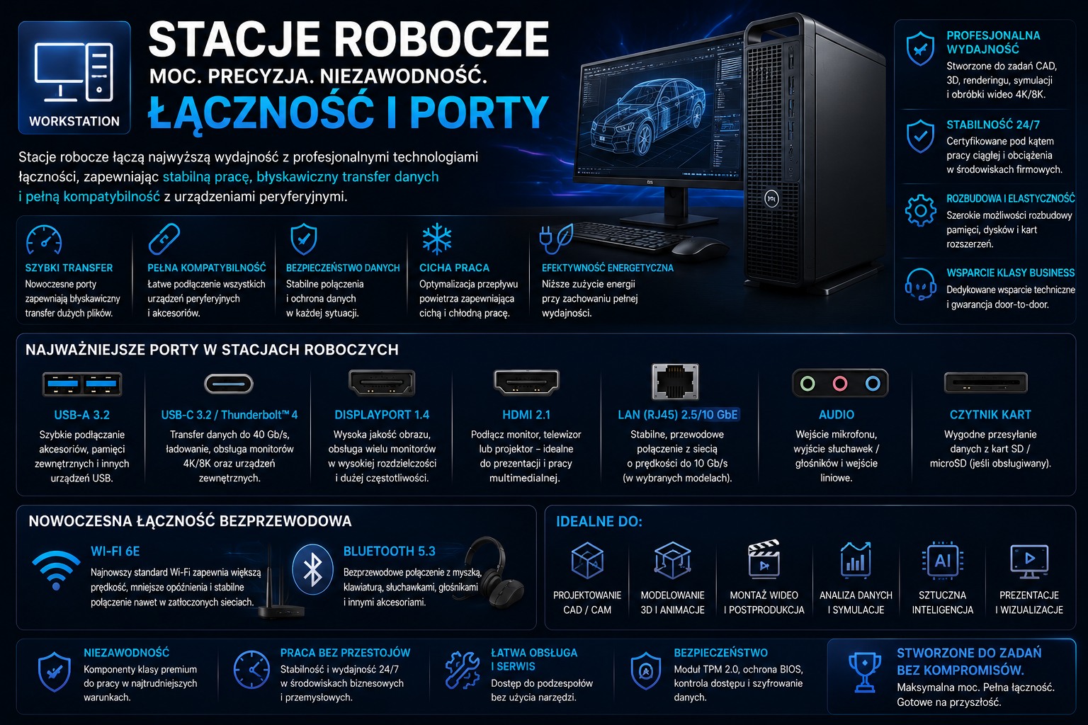 Łączność i porty – Dell Pro Max